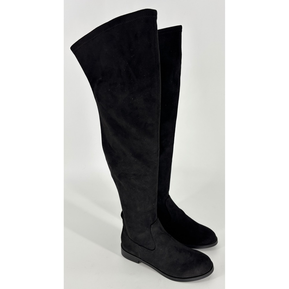 Kenneth Cole Reaction Wanderly Knee High Boots Black Women Size 6 Flat Suede